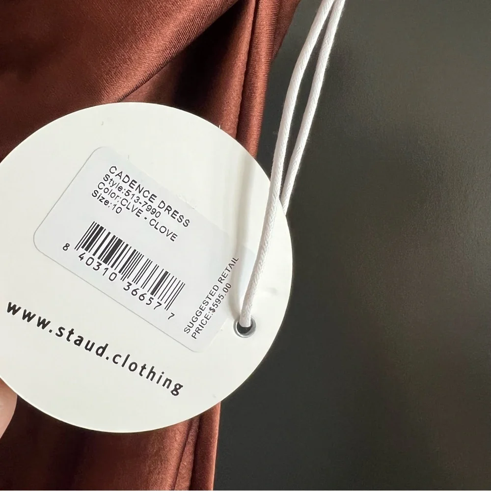 Staud cadence silk maxi dress in Clove brown size US 10 NEW! New with tags! - Picture 5 of 13